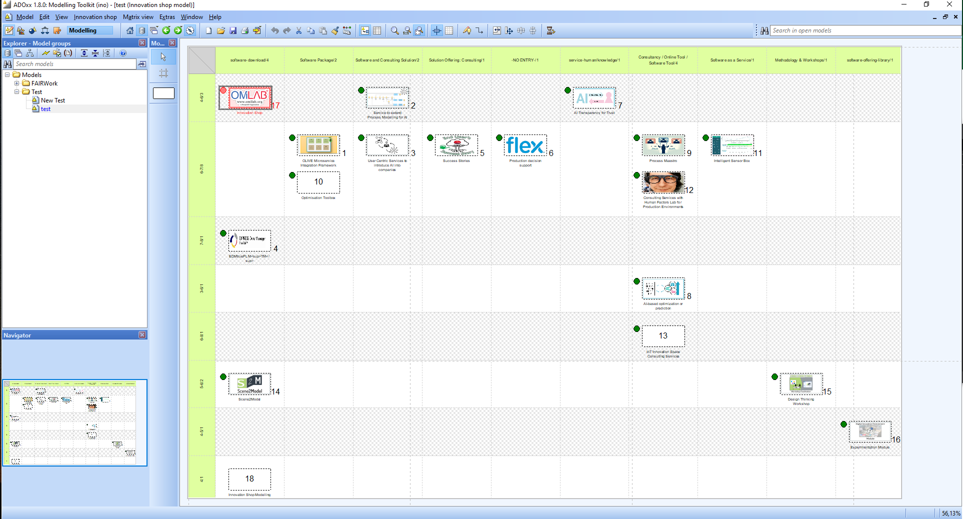example picture of the interface of the modelling tool